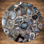 Natural Semiprecious Black Agate Stone Table Top For Any Living Space (12inch)
