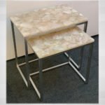 Natural Semiprecious Rose Quartz Nested table with Ms Base perfect for modern interiors (set of 2pcs)