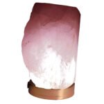 Natural Stone Crystal Rose Quartz Stone lamp with Metal led Light Base for Positive Energy. (Rose Quartz)