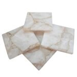 Natural Agate Stone Coaster for Set of 4 pcs Table Ware for Decoration, Cup Mat,Coasters for Dining Table hot pots(White Quartz)