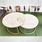 Elegant Marble Stone Nested table with Ms Base perfect for modern interiors (set of 2pcs)