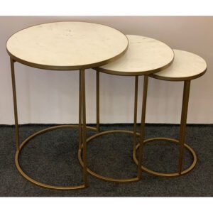 WHITE MARBLE TABLE SET OF 3