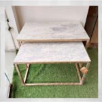 Elegant Marble Stone Nested Table with Ms Base perfect for modern interiors (set of 2pcs)