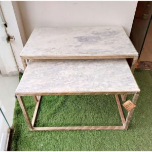 WHITE MARBLE NESTED TABLE