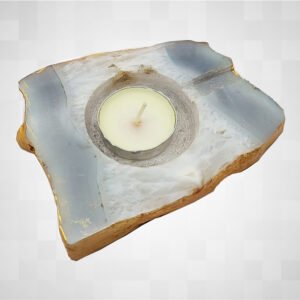 NATURAL GRAY AGATE CANDLE LIGHT HOLDER