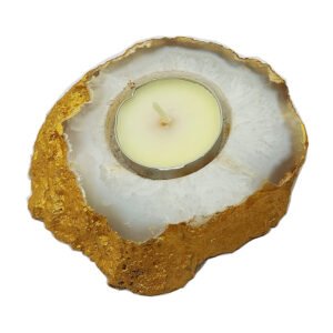 NATURAL AGATE CANDLE LIGHT HOLDER WITH PAINT