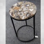 Natural Semiprecious Mix Agate Stone Side table with Ms Base perfect for modern interiors