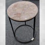 Natural Semiprecious Rose Quartz Side table with Ms Base perfect for modern interiors
