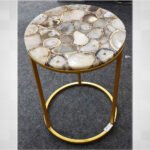 Natural Semiprecious Grey Agate Stone Side table with Ms Base perfect for modern interiors