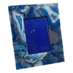 Natural Agate Semiprecious Stone photoframe for home decor (Blue Agate)