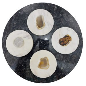 WHITE MARBLE WITH AGATE COASTER