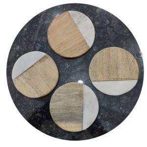 MARBLE WITH WOODEN WORK COASTER