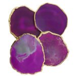 Natural Agate Stone Coaster Set of 4 pcs for Dinning Table Cup Glasses Hot Pots Office Desk (Pink Dyed)