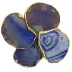 Natural Agate Stone Coaster Set of 4 pcs for Dinning Table Cup Glasses Hot Pots Office Desk (Purple Dyed)