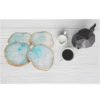 Natural Agate Stone Coaster Set of 4 pcs for Dinning Table Cup Glasses Hot Pots Office Desk (Sky Blue) - Image 3