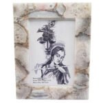 Natural Agate Semiprecious Stone photoframe for home decor (White Agate)