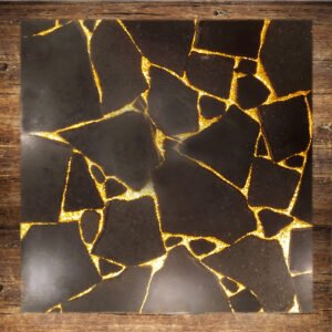 BLACK OBSIDIAN TABLE TOP WITH GOLD FOIL