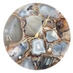 Natural Semiprecious Mix Agate Stone 10 inch Wall Clock For Home Decoration