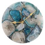 Natural Semiprecious Green Agate Stone 10 inch Wall Clock For Home Decoration