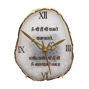 NATURAL AGATE TABLE CLOCK WITH MANTRA 10-12 CM