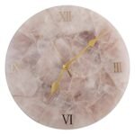 Natural Semiprecious Rose Quartz Stone 10 inch Wall Clock For Home Decoration