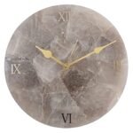 Natural Semiprecious Smoky Quartz Stone 10 inch Wall Clock For Home Decoration
