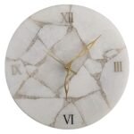 Natural Semiprecious White Quartz Stone 10 inch Wall Clock For Home Decoration