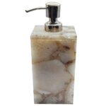 Natural White Agate Semiprecious Stone Liquid Soap Dispenser,Sanitizer Dispenser,Lotion,Shampoo Dispenser 250ml