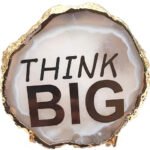 Motivational on Natural Agate Semiprecious Stone with Gold Electroplating on Border with Stand