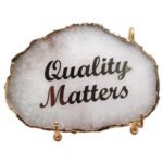 Motivational on Natural Agate Semiprecious Stone with Gold Electroplating on Border with Stand