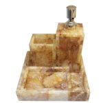 Natural Semiprecious Brown Quartz Stone  Set of 4 Pcs Bathroom Decor Arts