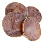 Natural quartz Stone Coaster for Set of 4 for Table Ware for Decoration, Cup Mat, Coasters for Dining Table for hot pots(Brown quartz)