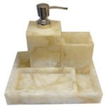 Natural Semiprecious Yellow Quartz Stone Set of 4 Pcs Bathroom Decor Arts
