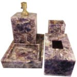 Natural Semiprecious Agate  Amethyst Stone Set of 5Pcs Bathroom Decor Arts