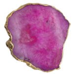 Natural  Dyed Pink Agate Semiprecious Stone Serving Platters With Gold Electroplating