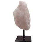 Natural Raw Rough Stone with Metal Stand, Gemstone Specimen Healing Crystal Stone Display for Office Home Decor (rose quartz)