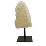Natural Raw Rough Stone with Metal Stand, Gemstone Specimen Healing Crystal Stone Display for Office Home Decor (yellow quartz)