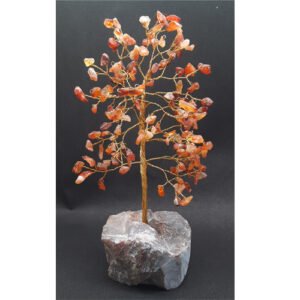 CARNELIAN STONE CHIPS TREE WITH STONE BASE