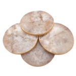 Agate Stone Coaster Set of 4 pcs for Dinning Table Cup Glasses Hot Pots Office Desk (Smoky Quartz)