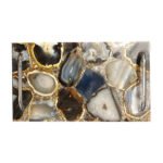 Natural Black Agate Semiprecious Stone Serving Tray