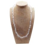 Natural Stone White Crystal  Necklace mala 8mm Beads Size, 28 inch. for Men Women Others