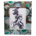 Natural Agate Semiprecious Stone photoframe for home decor (Green Agate)