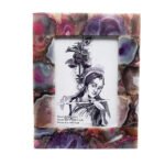 Natural Agate Semiprecious Stone photoframe for home decor (Pink Agate)