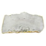 Natural White Agate Semiprecious Stone Serving Platters With Gold Electroplating