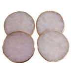 Natural Quartz Stone Coaster for Set of 4 for Table Ware for Decoration, Cup Mat, Coasters for Dining Table for hot pots(Rose Quartz)