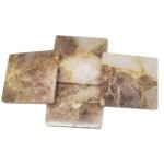 Natural Stone Coaster for Set of 4 pcs Table Ware for Decoration, Cup Mat,Coasters for Dining Table hot pots(Smoky Quartz)