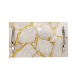 Natural  White Quartz Sparkle Semiprecious Stone Serving Tray