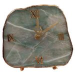 Natural Agate Stone Table Clock and Electroplating on Border(Green Aventurine)