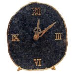 Natural Agate Stone Table Clock and Electroplating on Border