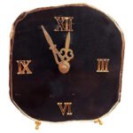 Natural Agate Stone Table Clock and Electroplating on Border
